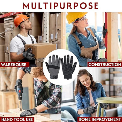 HANDLANDY Working Gloves for Men & Women, Safety Work Gloves with Grip for Warehouse Construction Garden Yard Outside (Grey-Grip, Small (Pack of 1))
