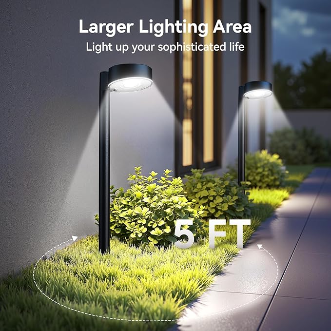 Ahaorigin 12 Pack Solar Pathway Lights Outdoor, 12 Brighter LED Solar Lights Outdoor Waterproof, Up to 12 Hrs Modern Path Light for Yard Garden Walkway Driveway Lawn, Cool White