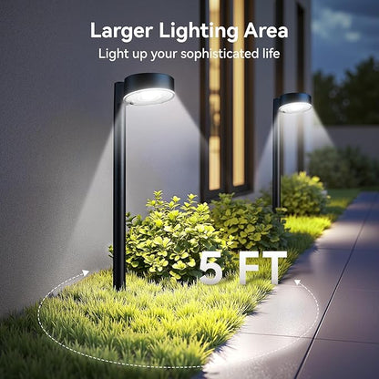 Ahaorigin 12 Pack Solar Pathway Lights Outdoor, 12 Brighter LED Solar Lights Outdoor Waterproof, Up to 12 Hrs Modern Path Light for Yard Garden Walkway Driveway Lawn, Cool White