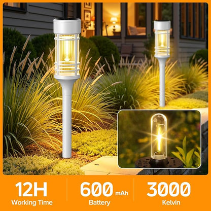 LETMY Solar Pathway Lights Outdoor, 4 Pack Solar Lights Outdoor Waterproof IP65, Bright Garden Light for Yard Walkway Driveway Landscape Garden Decor（White）