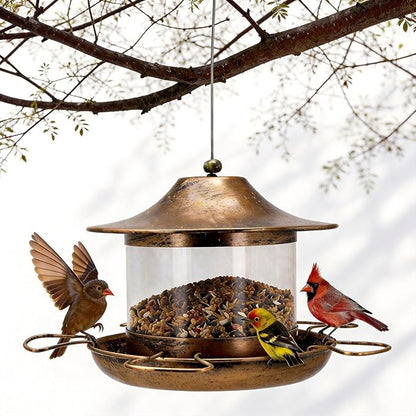Bird Feeders for Outdoors Hanging,Easy to Clean Bird Feeder with Large Capacity, Heavy Duty Metal Bird Feeder for Wild Birds, Rustproof & Weatherproof for Garden Yard Patio (Bronze)