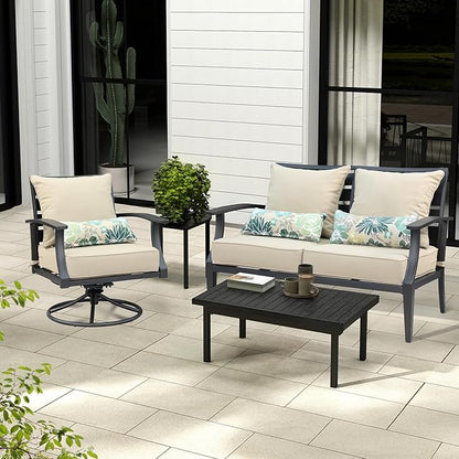Aoodor Outdoor Chair Cushion, 23 x 26 Inch Water-Resistant, Fade-Resistant Olefin Fabric Patio Seat Cushions with Removable Cover and Adjustable Straps for Outdoor Furniture, Set of 2, Brown