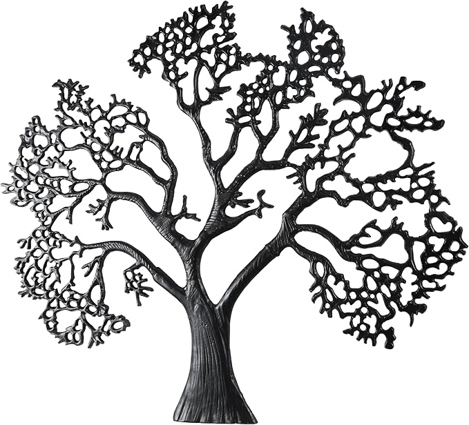 Deco 79 Aluminum Metal Tree Home Wall Decor Large Textured Wall Sculpture, Wall Art 50" x 1" x 41", Black