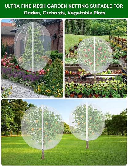 Fruit Tree Netting for Cicadas - with Zipper 4Pcs 3.3 x 2.6FT Garden Bird Netting for Blueberry Bushes with Drawstring,Insect Plant Protection Mesh Net Bags for Tomato,Cicada,Animals (4, 2.6 x 3.3 FT)
