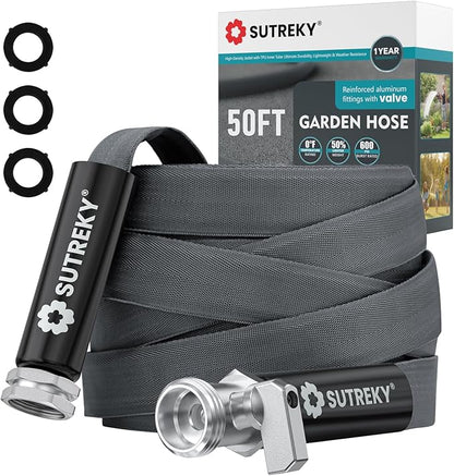 50ft Garden Hose, Ultra Lightweight All-Weather Water Hose, Durable & Flexible, Built-in Valve, Leak-free Connections, TPU Water Hose, Drinking Water Safe