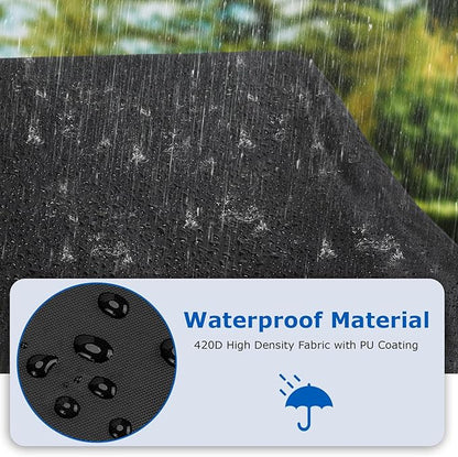 SunPatio Chaise Lounge Covers Outdoor Waterproof, 2 Pack Patio Lounge Chair Protector with Windproof Straps, Outdoor Furniture Covers All Weather Protection, 80" L x 30" W x 26" H, Black