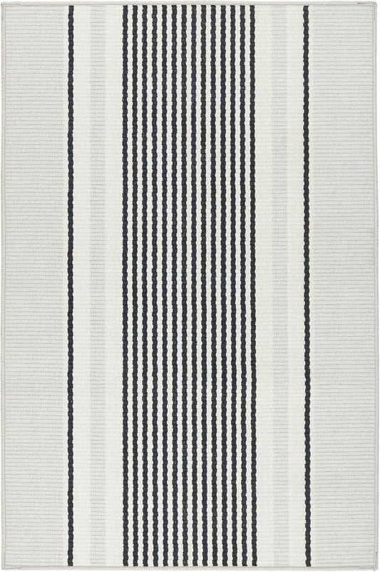 Dash & Albert Gunner Stripe Machine Washable Rug, 2 X 3 Feet, Grey Stripe Pattern