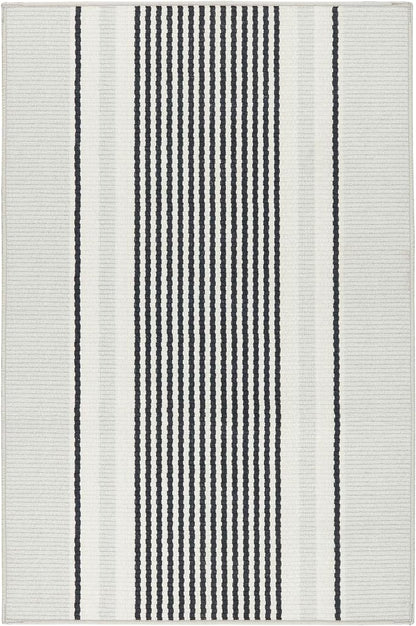 Dash & Albert Gunner Stripe Machine Washable Rug, 5 X 8 Feet, Grey Stripe Pattern