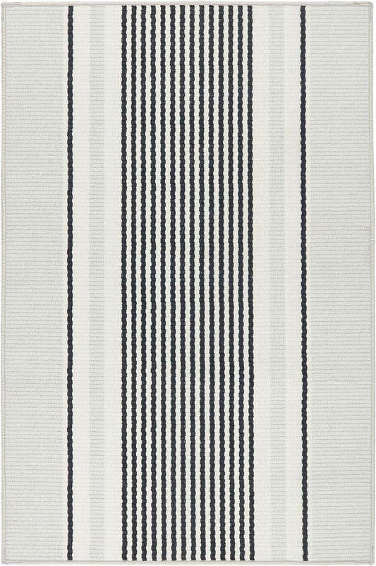 Dash & Albert Gunner Stripe Machine Washable Rug, 5 X 8 Feet, Grey Stripe Pattern