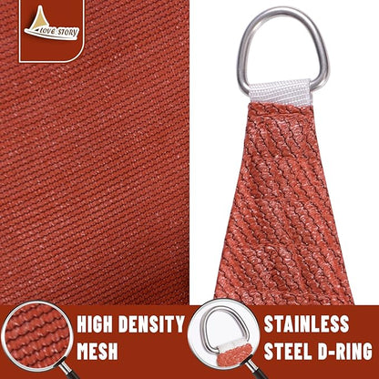 LOVE STORY 16' x 16' x 22' Right Triangle Terra Red Sun Shade Sail Canopy UV Block for Outdoor Patio Garden Backyard