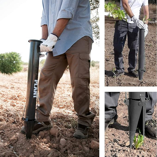Bulb Planter Tool for Vegetables and Bulbs– Manual Seedling Transplanter with Sharp and Reinforced Tip – Durable and Stainless Steel Gardening Tool for Soft Loam Soil – Easy Garden Planting