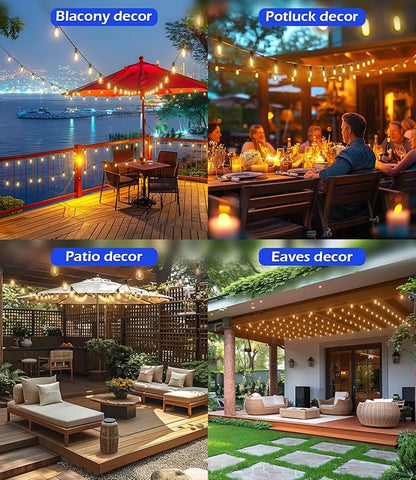 luckystyle 30FT LED Outdoor String Lights with 10+1 Edison Shatterproof Waterproof Bulbs, 2700K Commercial Grade Patio Lights, Heavy Duty Outside Hanging Outdoor Lights for Garden Porch Deck Decor