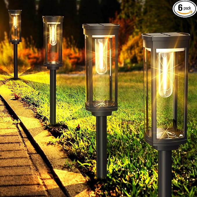 COXSENI Solar Pathway Lights Outdoor 6 Pack, Bright Solar Path Lights Outside Waterproof, Walkway Light Solar Powered Landscape Lights for Driveway Lawn Patio Sidewalk Yard