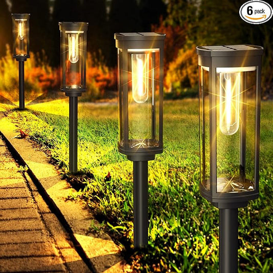 COXSENI Solar Pathway Lights Outdoor 6 Pack, Bright Solar Path Lights Outside Waterproof, Walkway Light Solar Powered Landscape Lights for Driveway Lawn Patio Sidewalk Yard