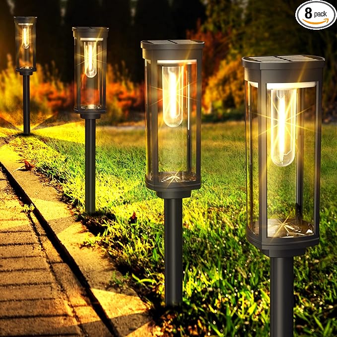 COXSENI Solar Pathway Lights Outdoor 8 Pack, Bright Solar Path Lights Outside Waterproof, Sidewalk Lights Solar Powered Landscape Light for Walkway Driveway Lawn Patio Yard Garden