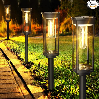 COXSENI Solar Pathway Lights Outdoor 8 Pack, Bright Solar Path Lights Outside Waterproof, Sidewalk Lights Solar Powered Landscape Light for Walkway Driveway Lawn Patio Yard Garden