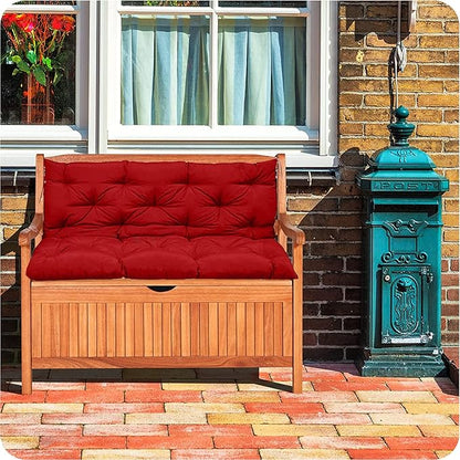Replacement Cushion for Swings, Waterproof Porch Swing Cushion, 2-3 Seat Replacement Swing Seat Cushion with Backrest and Ties for Patio Backyard Porch Garden(Red 40 * 60 in)