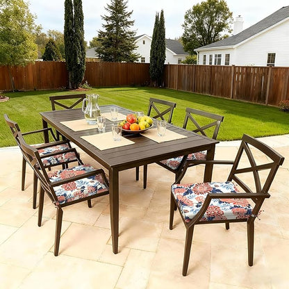 LVTXIII Outdoor Seat Cushions Seasonal Replacement Chair Cushions, Patio Chair Pads with Ties for Dining Chairs and Garden Furniture, Square Back, 19"x19"x2", 4 Pack, Red Chrysanthemum
