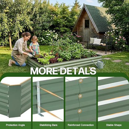 Aoodor 6 x 3 x 1 ft Outdoor Raised Garden Bed, Reinforced Galvanized Steel Planter Box for Vegetables, Fruits, Flowers, and Herbs