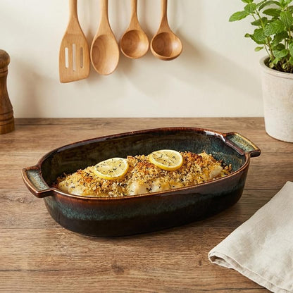 Ceramic Oval Casserole Baking Dish, 1 Quarts Baking Dish for Oven, Lasagna Pans, Oven Safe Durable Bakeware for Kitchen Home Decor, Banquet and Dinner, 1 pieces 10 x 6 Inch