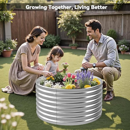 4 Pack Tall 2x2x1.5FT Round Raised Beds for Gardening, Corrugated Galvanized Steel Raised Garden Bed, Outdoor Metal Above Ground Garden Bed for Vegetables and Flowers