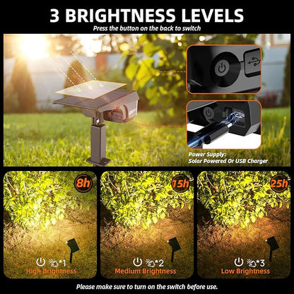 LEREKAM 3 Brightness Modes Solar Outdoor Lights, 360 Degree Adjustable Lighting Angle with 40 LED's, Spotlights Outdoor Waterproof Auto On or Off Solar Garden Lights 8 Pack