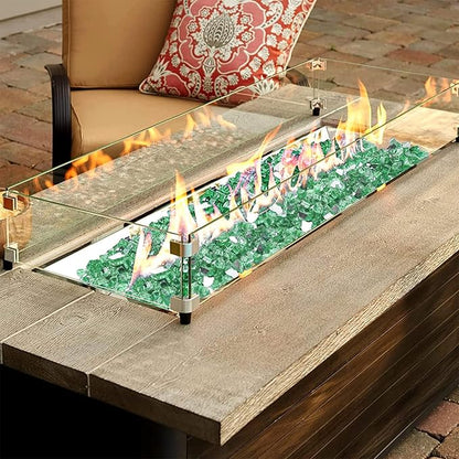 Mr. Fireglass 10 Pounds Fire Glass - 1/2 Inch High Luster Reflective Tempered Glass Rocks for Fireplace Fire Pit Table and Landscaping, Light Green