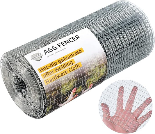 8inch x 25ft Hardware Cloth 1/2 inch Chicken Wire Fencing 19Ga, Hot Dipped Galvanized After Welding Garden Plant Supports Welded Metal Chicken Wire Fence, Poultry Animal Netting Cage Screen