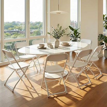 DUMOS Folding Chairs Sets of 20, 330lbs Plastic Stackable Portable Patio Dining Sets, Fold Up for Indoor Outdoor, Camping, Garden, Party, Meeting (White)