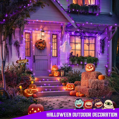 JMEXSUSS Purple Solar Lights Outdoor Waterproof, 2 Pack 100 LED Solar String Lights, Purple Christmas Light for Halloween Decor Outside Tree Yard Garden