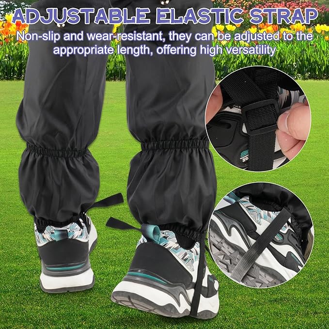 Lawn Care Leg Gaiters, Waterproof Lower Legs Gaiter Outdoor, 15.74" x 10.23" Adjustable Weed Eating Leg Protectors for Men and Women, Leg Guards Boot Legging Gaiters fo Garden Farm Working, Black