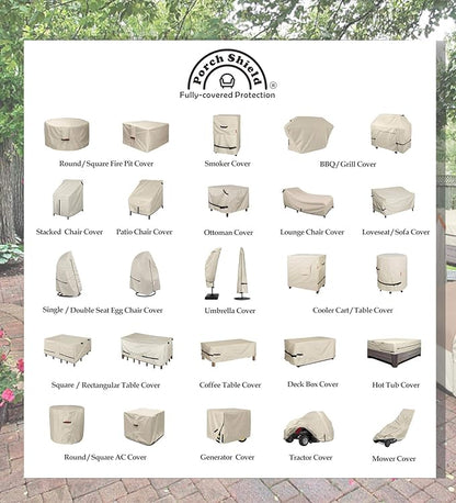 Porch Shield Patio Table Cover - Waterproof Outdoor Dining Table and Chairs Furniture Set Cover Square - 84 x 84 inch, Beige