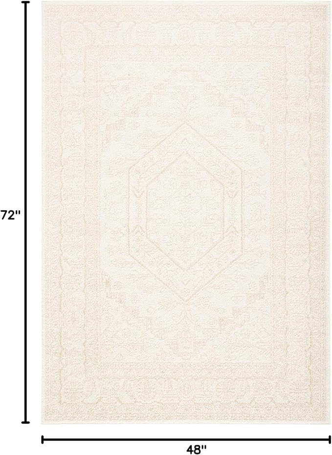SAFAVIEH Adirondack Collection Accent Rug - 4' x 6', Ivory & Beige, Oriental Medallion Design, Non-Shedding & Easy Care, Ideal for High Traffic Areas in Entryway, Living Room, Bedroom (ADR108E)