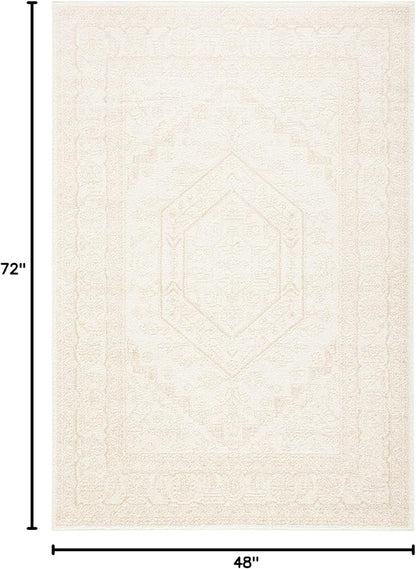 SAFAVIEH Adirondack Collection Accent Rug - 4' x 6', Ivory & Beige, Oriental Medallion Design, Non-Shedding & Easy Care, Ideal for High Traffic Areas in Entryway, Living Room, Bedroom (ADR108E)