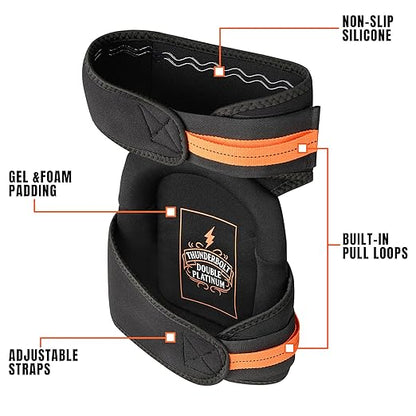 Thunderbolt Knee Pads for Men Construction Knee Pads for Work for Men and Women with Double Gel for Gardening Flooring Roofing Heavy Duty with Extra Thick Foam and Strong Adjustable Non-Slip Straps