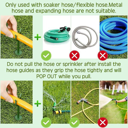 Taiyin 10 Pcs 3/4'' Garden Hose Holder Brackets Garden Guide Holder Decorative Outdoor Guide Stakes Support Spike Plant Tool to Keep Off Lawn for Yard (Green)