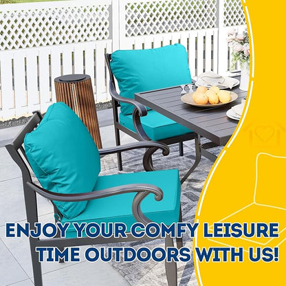 AAAAAcessories Outdoor Seat Cushions for Chairs, Fade-Resistant, Waterproof Patio Furniture Replacement Cushions, 21" x 21" x 3" + 21" x 17", Turquoise Blue