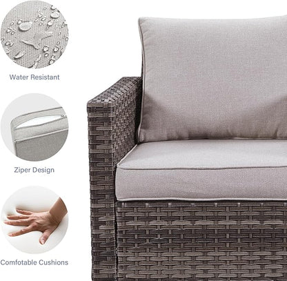Rilyson Wicker Outdoor Patio Chairs Set of 2-2 Piece Rattan Chairs with Waterproof Wicker,Comfortable Cushions and Sturdy Metal Frame for Outside Porch Deck Backyard(Mixed Grey/Beige)