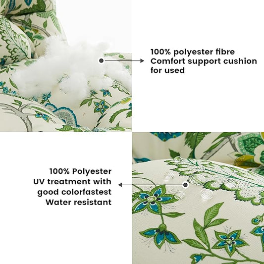 ARTPLAN Seat/Back Outdoor Chair Cushion,Set of 4 Patio Chair Cushion with Tie,Tufted Replacement for Patio Furniture,40x20x4 Inches,4 Count,Floral