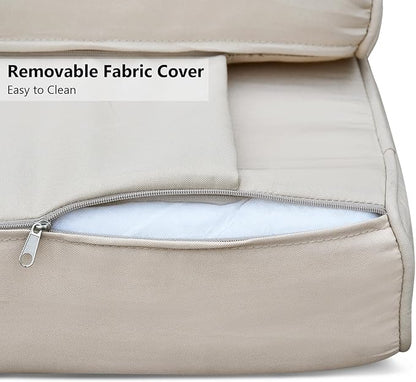 ATR ART TO REAL Outdoor Recliner Replacement Cushion, High Back Chair Cushions Patio Wicker Reclinning Chairs Seat Pad, Removable Cover, Waterproof, UV Resistant (Style A, Khaki)