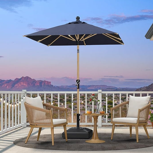 PURPLE LEAF 6' x 6' Market Umbrella Outdoor Table Umbrella Aluminum Patio Umbrella with Push Button Tilt & 8 Sturdy Ribs and Crank Outdoor Umbrellas for Deck Backyard Beach, Navy Blue