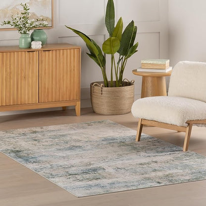 Dash & Albert Blaire Mineral Machine Washable Rug, 5 X 8 Feet, Multicolored/Blue Graphic Pattern