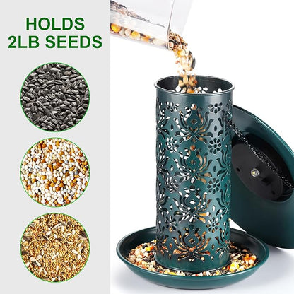SWEETFULL Solar Bird Feeders for Outside Metal Outdoor Hanging,Wild feeders as Gift Ideas Lovers Garden Yard Patio Cardinals (Chew-Proof,Heavy Duty Weather Resistance 2LBs)