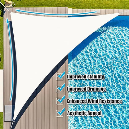 Amagenix Sun Shade Sail 18'X18'X18' Curved Edge Outdoor Shade Canopy White Breathable 95% UV Block Shade Cloth for Patio Garden Backyard (We Make Custom Size)