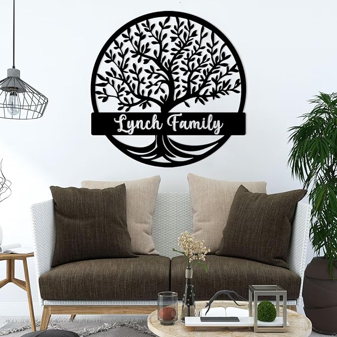 Custom Tree of Life Monogram Name Signs | Personalized Metal Letters Wall Art | Outdoor Balcony & Porch Garden Decor