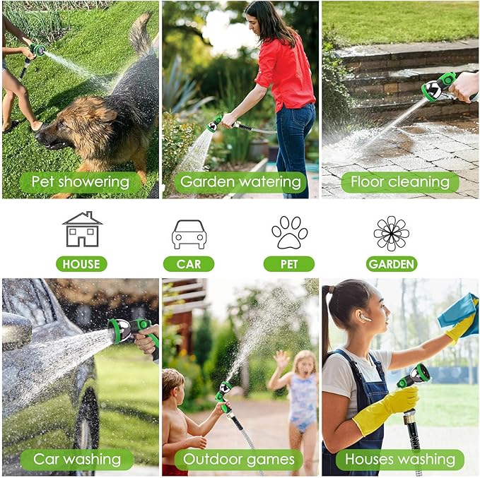 Stainless Steel Garden Hose 25 ft - 304 Stainless Steel Kink-Free Metal Water Hose with Shut-Off Valve & Hose Straps, Heavy Duty, Rust/Puncture Proof for Yard, Lawn and Car Washing, 25 Feet