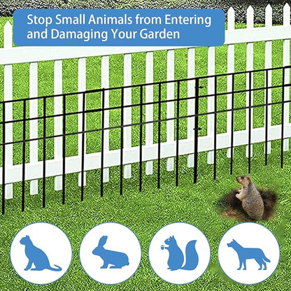 32x10-inch No Dig Animal Barrier Fence, 20 Pack Black Dig Protective Fence with 1.5 inch Spike spacing, Dog/Rabbit/Groundhog Underground Defence, for Outdoor Garden Patio