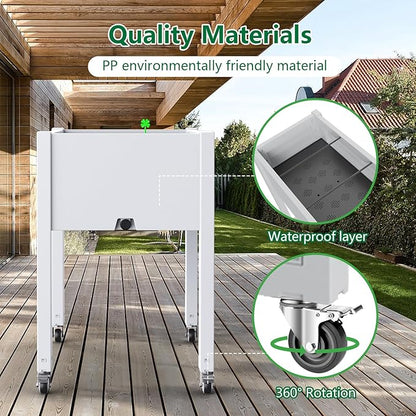 Vixzen Raised Garden Bed Outdoor,Reinforced Large Planter Box with Wheels,Mobile Planter Bed Box for Backyard, Patio, Balcony (Ashen, 30.04 * 17.72 * 28.9)