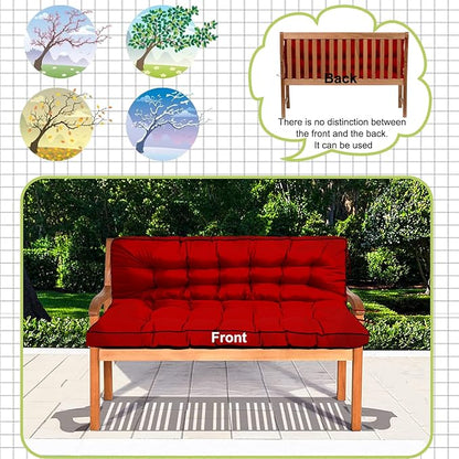 Replacement Cushions for Outdoor Swing, Outdoor Cushions for Patio Furniture with Backrest, Waterproof Thicken 4" Porch Swing Cushions, for Outdoor Patio Garden Furniture (Red, 40 * 55 in)