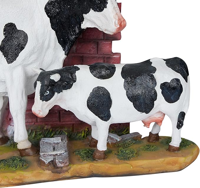 Alpine Corporation 11" Tall Outdoor Cow and Calf Statue, Stylish Weatherproof Garden Decor, Multicolor